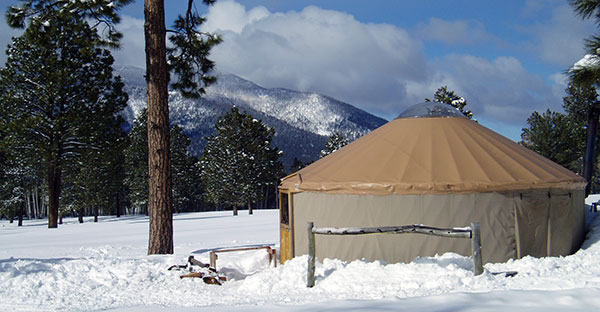 Winter yurt at Arizona Nordic Village